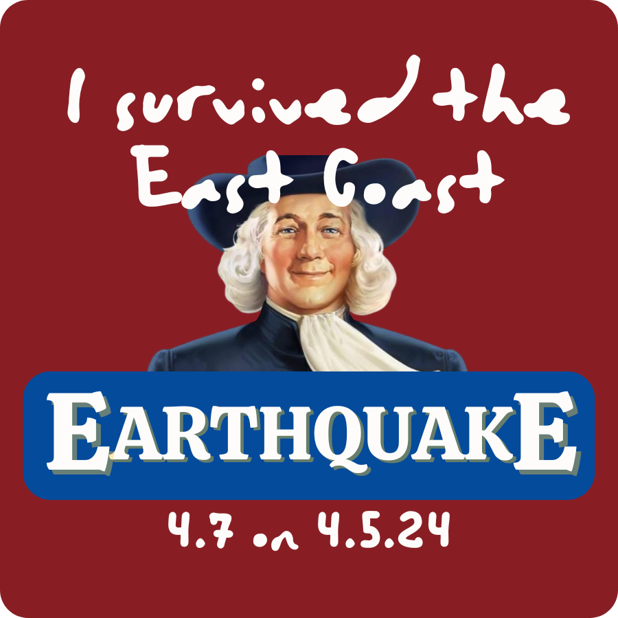 I Survived the East Coast Earthquake rounded square sticker